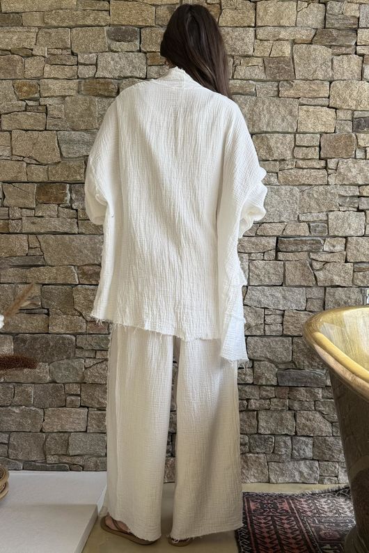 Rustic Nature Bubble Cotton Waterfall Jacket White 